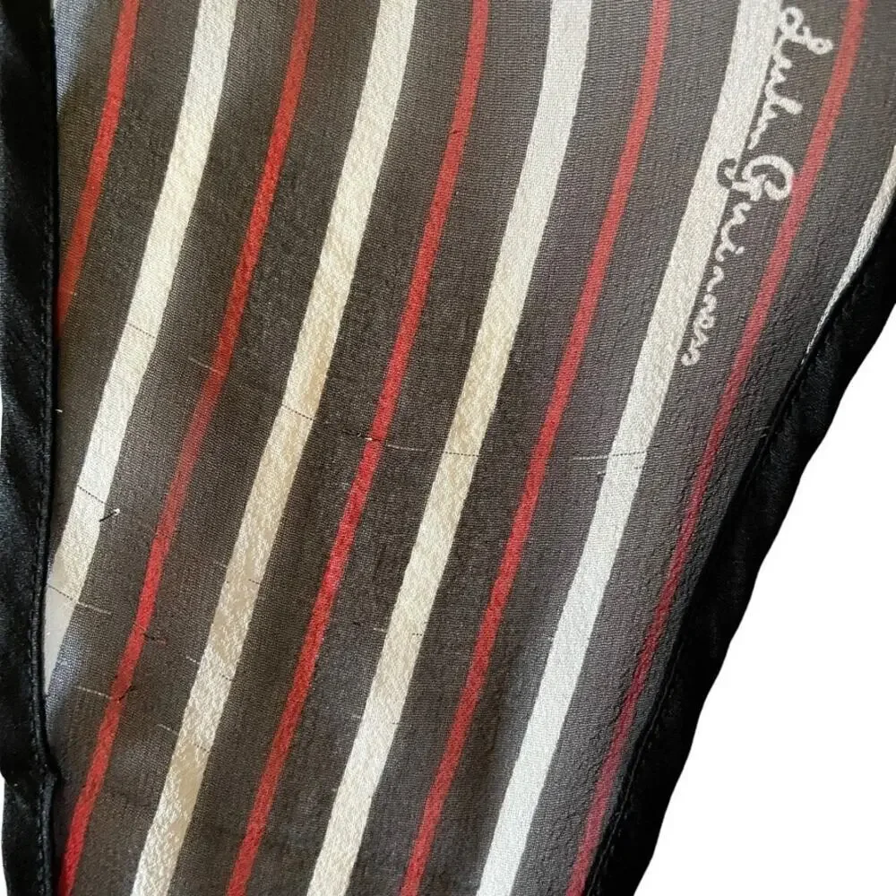 Lulu Guinness Dalmatian Dog Striped Silk Chiffon Triangle Diamond Scarf